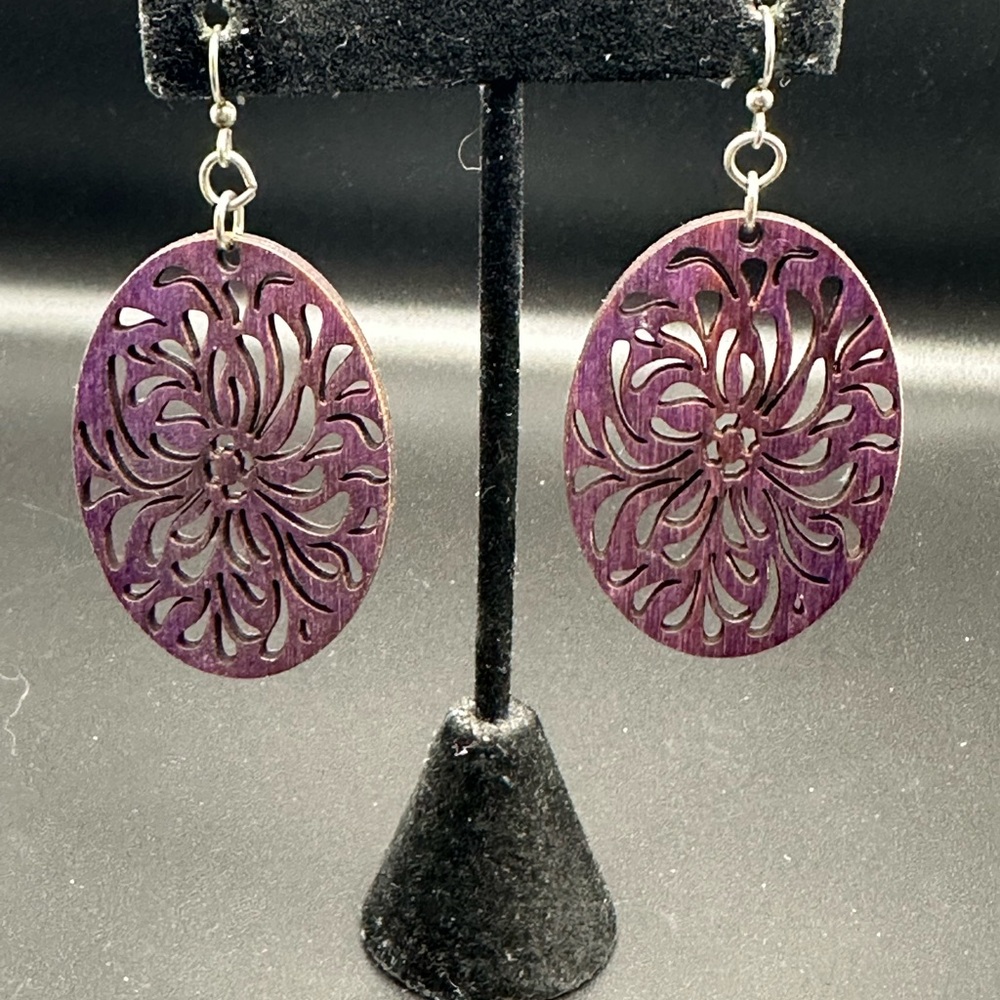 Elegant Purple Floral Earrings